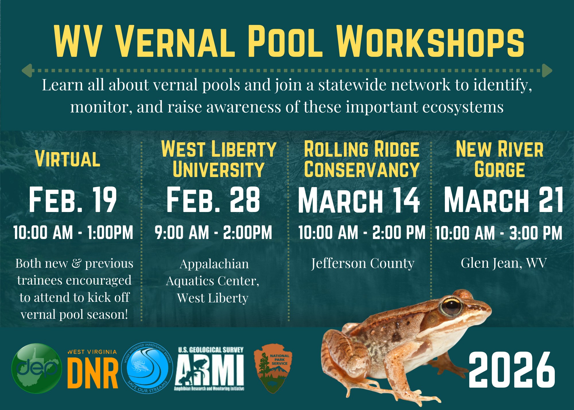 West Virginia Department of Environmental Protection now accepting registrations for 2026 Vernal Pool Monitoring Workshops