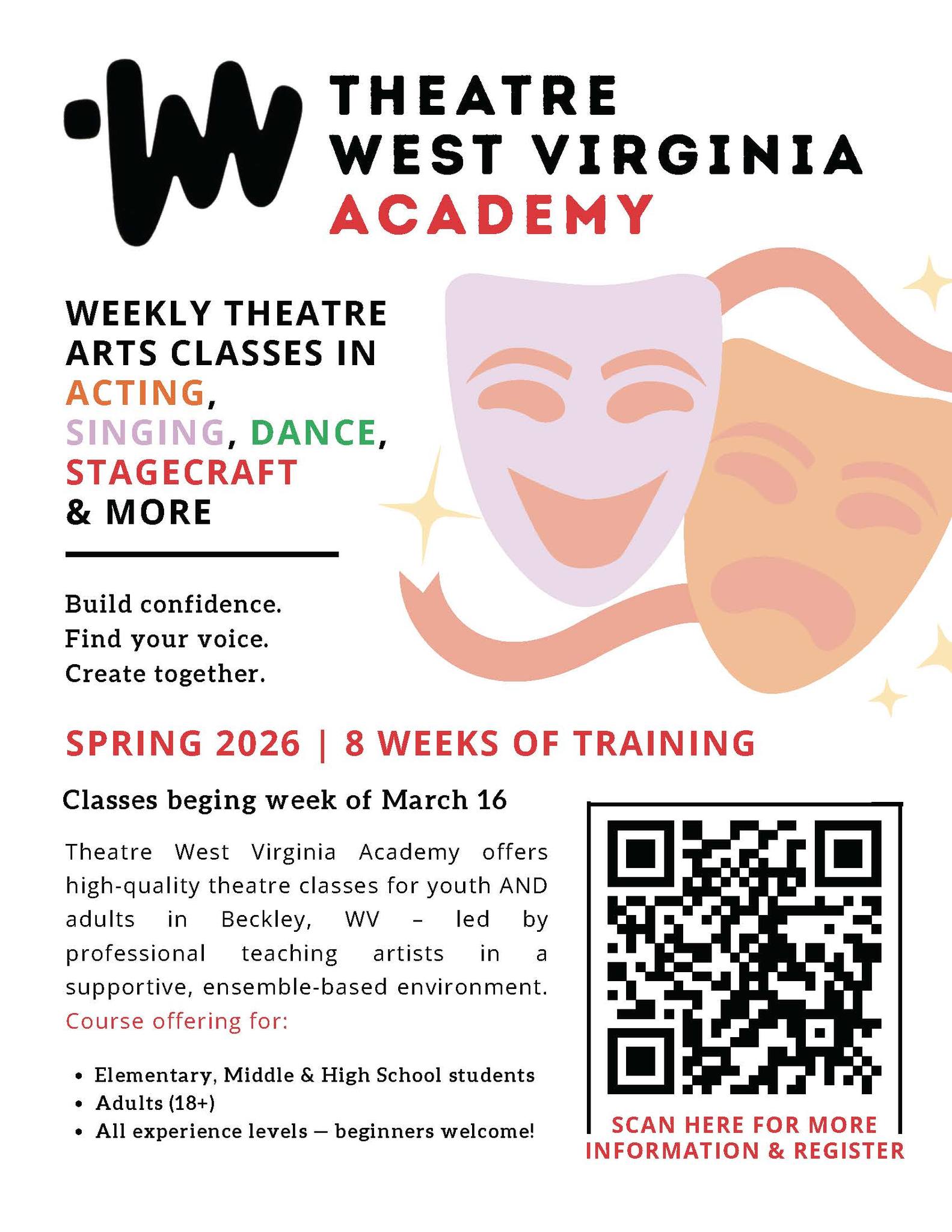 Theatre West Virginia Academy classes begin on March 16