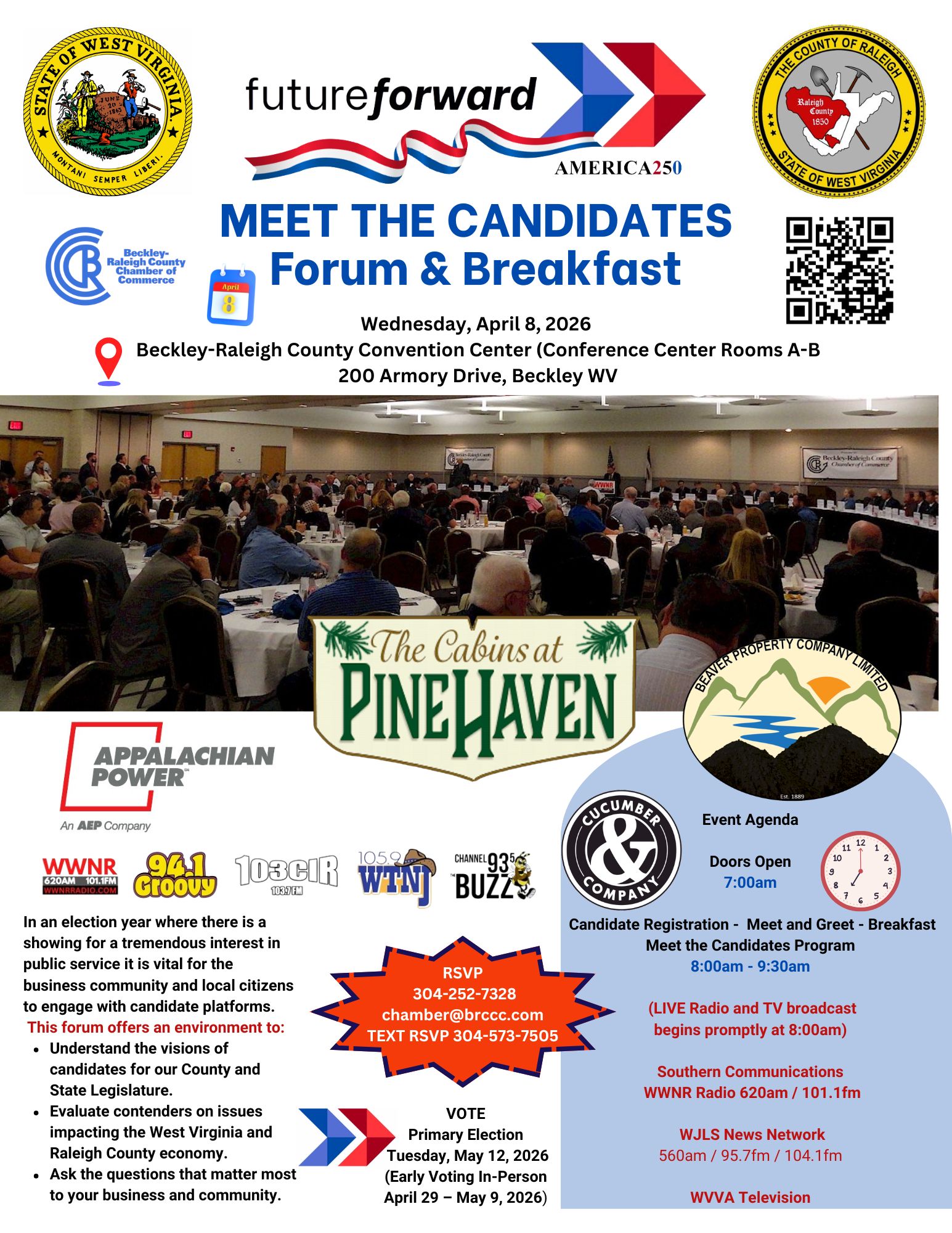Beckley-Raleigh County Chamber of Commerce hosting 2026 Future Forward Business Summit & Meet the Candidates Forum and Breakfast on April 8
