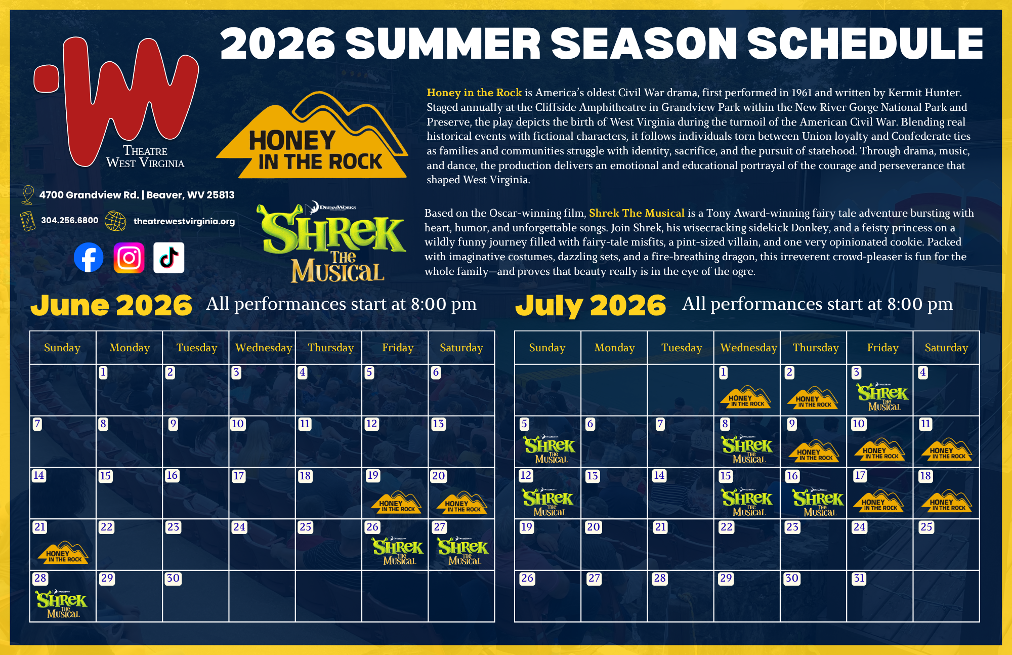 Tickets on sale now for Theatre West Virginia’s 2026 Summer Season