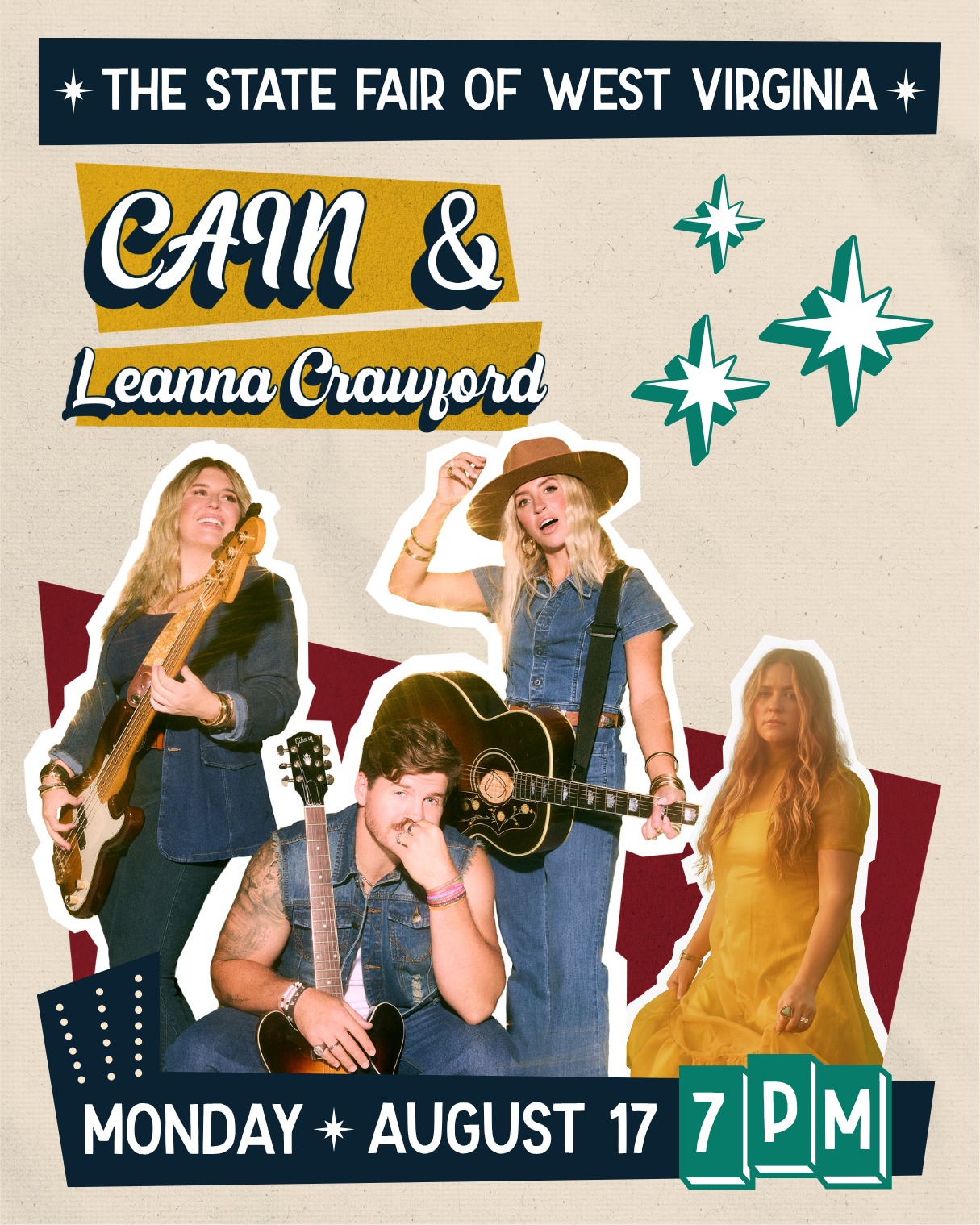 State Fair of WV announces Contemporary Christian artists CAIN and Leanna Crawford to perform concert series on August 17