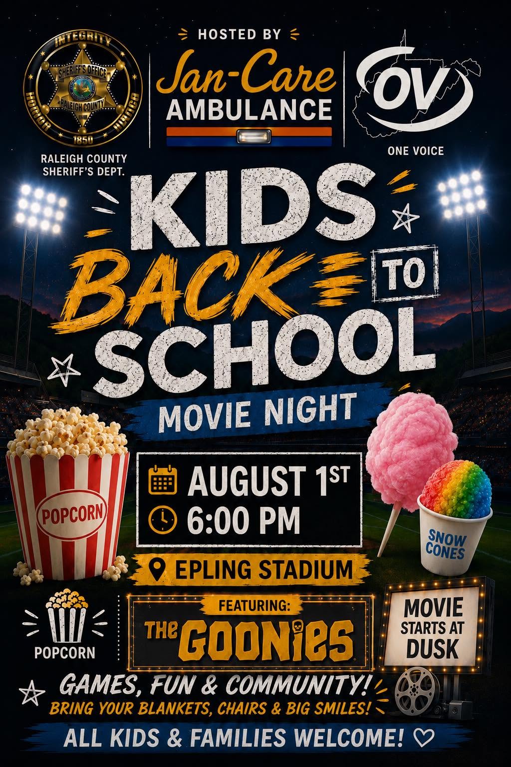Community advised to mark calendars for Back to School Movie Bash on August 1 in Beckley